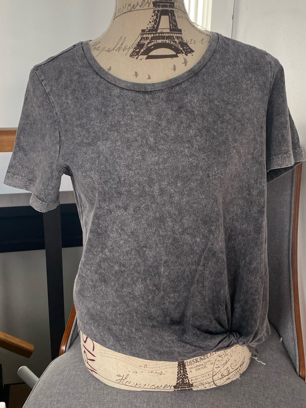 AllSaints Washed Charcoal Short Sleeve Twist Tee